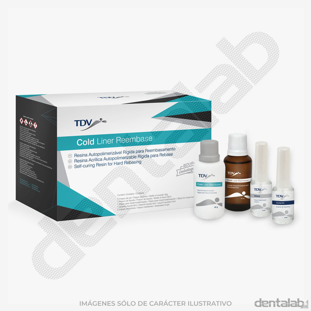 Resina Acrílica Auto Rígida para Rebasado TDV • Cold Liner Reembase • Incoloro • Kit