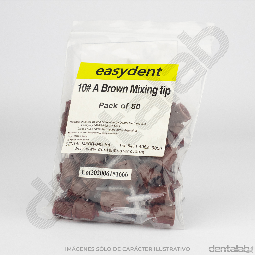 Puntas Mezcladoras Easydent • #10 Marrón • para Cemento Dual • Punta Cónica x 50 und.