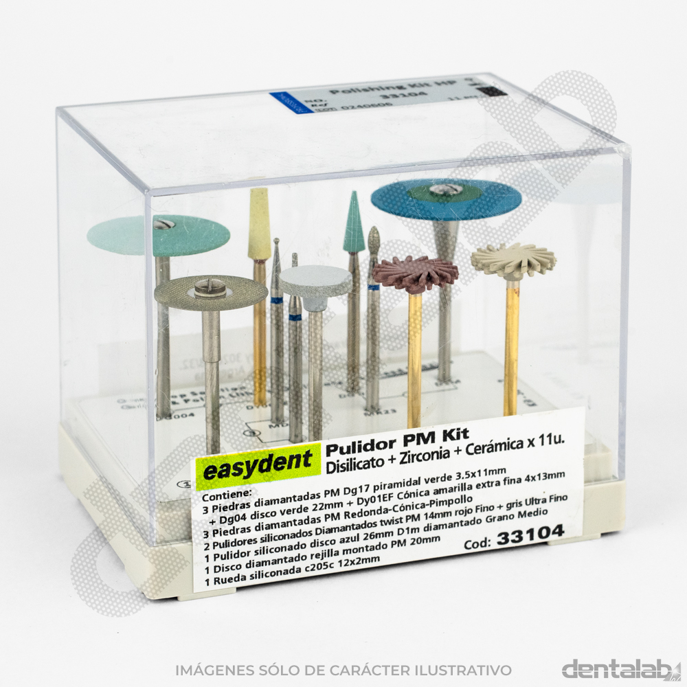 Kit Pulidor PM Easydent • Disilicato + Zirconio + Cerámicas x 11 und.
