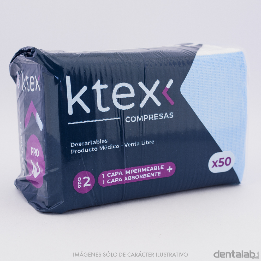 Compresas Pro2 K-tex Celeste x 50 und.